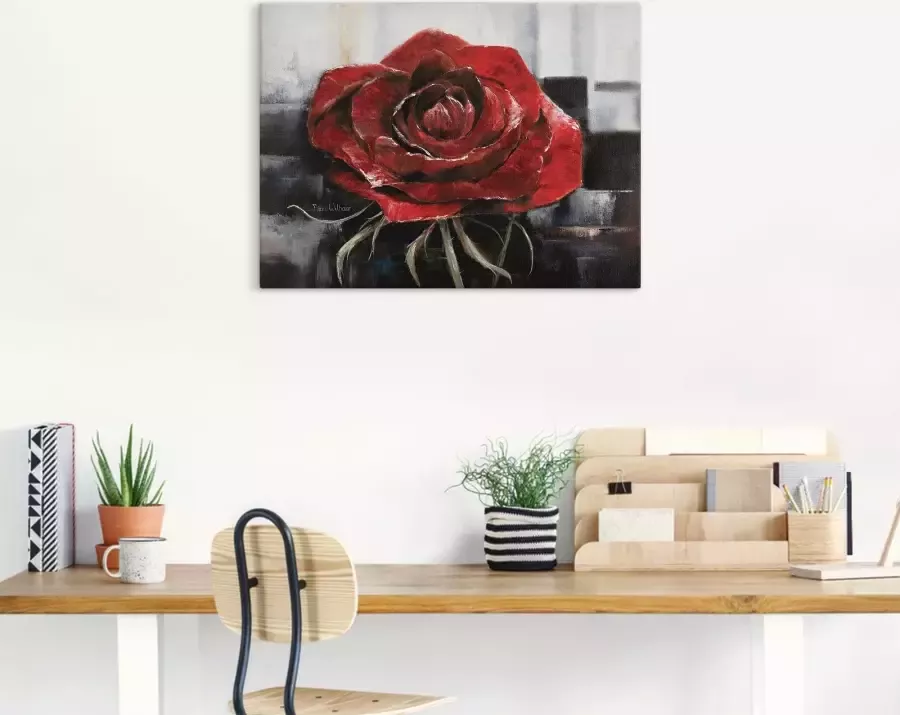 Artland Artprint Bloeiende rode roos als artprint op linnen poster muursticker in verschillende maten - Foto 2