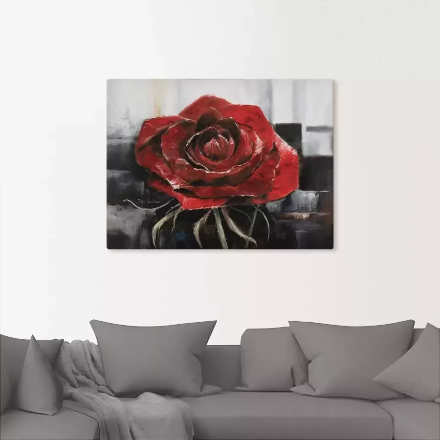 Artland Artprint Bloeiende rode roos als artprint op linnen poster muursticker in verschillende maten - Foto 1