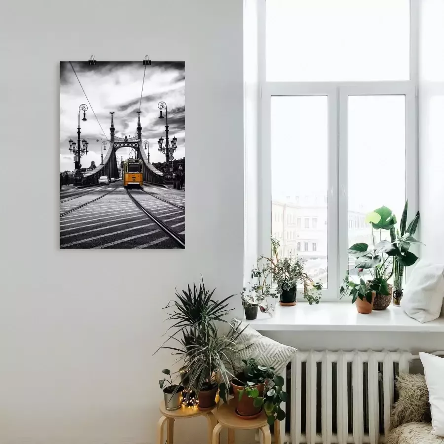 Artland Artprint Boedapest Liberty Bridge Tram in vele afmetingen & productsoorten artprint van aluminium artprint voor buiten artprint op linnen poster muursticker wandfolie ook geschikt voor de badkamer (1 stuk)