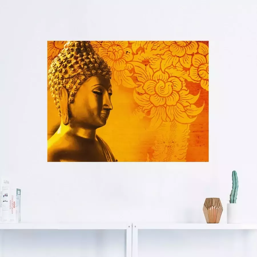 Artland Artprint op linnen Buddha goudkleurig beeld groen - Foto 2