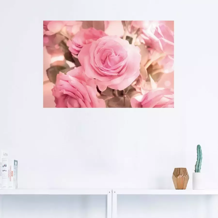 Artland Artprint Boeket roze rozen als artprint op linnen poster in verschillende formaten maten