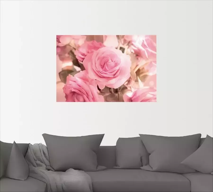Artland Artprint Boeket roze rozen als artprint op linnen poster in verschillende formaten maten - Foto 2