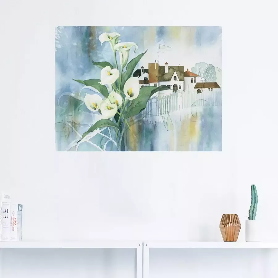 Artland Artprint op linnen Boeket witte lelies gespannen op een spieraam