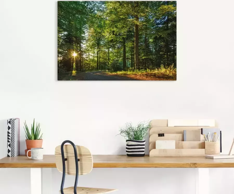 Artland Artprint Bospad in het romantische Zwarte Woud als artprint van aluminium artprint op linnen muursticker verschillende maten - Foto 4