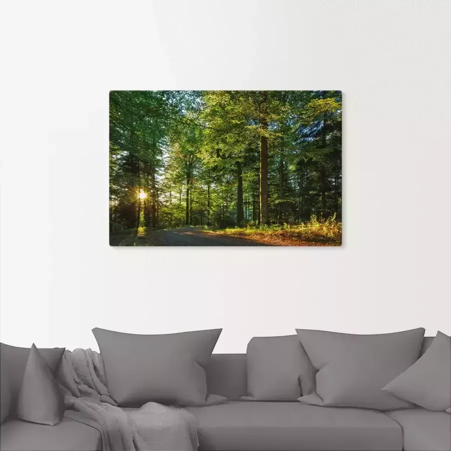 Artland Artprint Bospad in het romantische Zwarte Woud als artprint van aluminium artprint op linnen muursticker verschillende maten