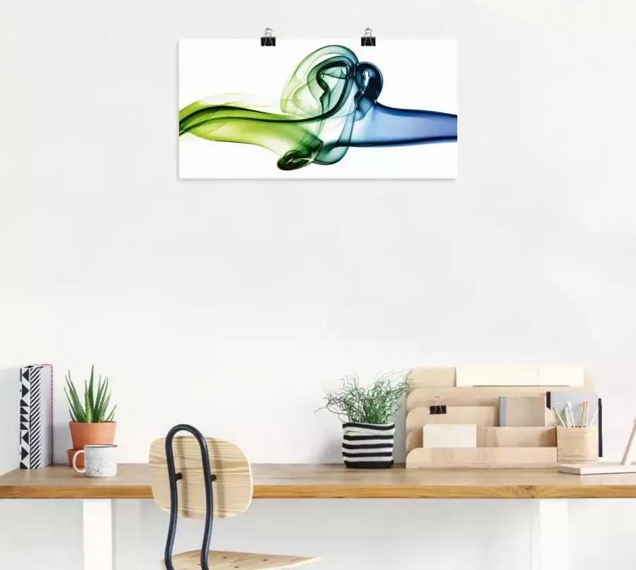 Artland Artprint Botsing van blauw en groen als artprint van aluminium artprint op linnen muursticker verschillende maten - Foto 2