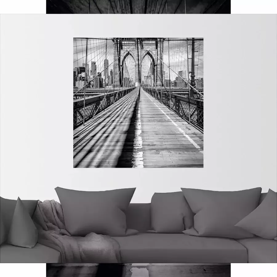 Artland Artprint Brooklyn Bridge New York City monochroom als artprint op linnen poster in verschillende formaten maten - Foto 2