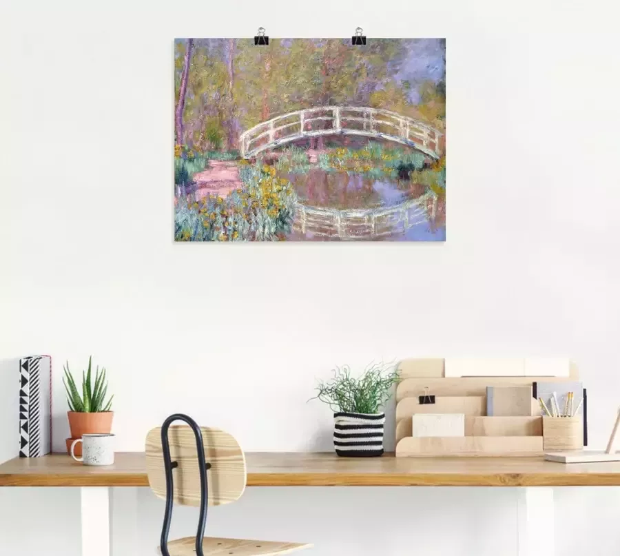 Artland Artprint op linnen Brug in Monets tuin gespannen op een spieraam - Foto 2