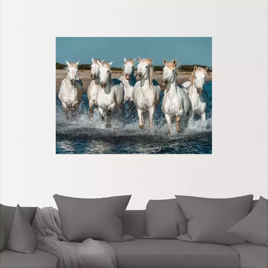 Artland Artprint Camargue paarden galopperen op het strand als artprint van aluminium artprint voor buiten artprint op linnen poster muursticker - Foto 2