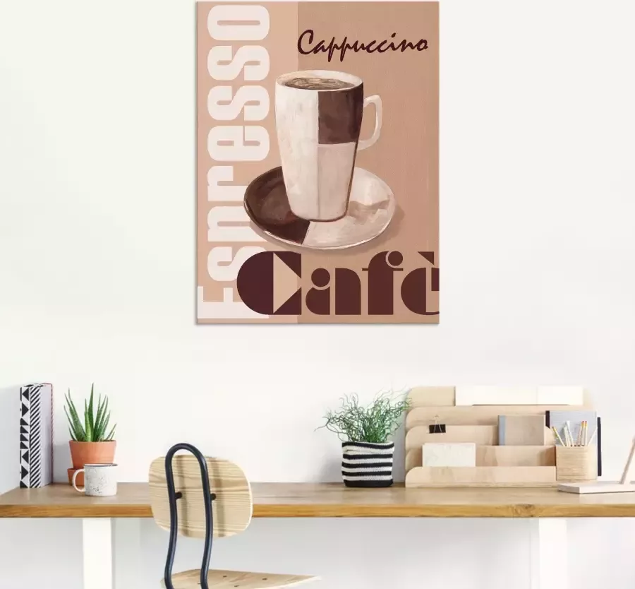 Artland Artprint Cappuccino koffie als artprint op linnen poster muursticker in verschillende maten - Foto 3