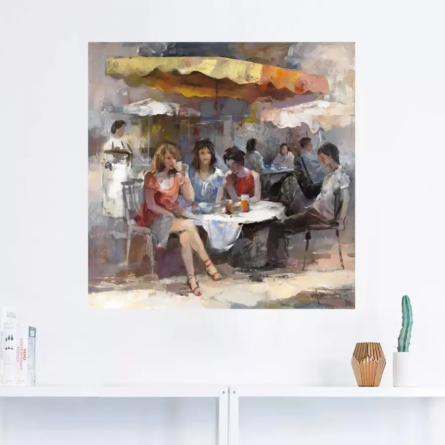 Artland Artprint Dames in café II als artprint op linnen muursticker in verschillende maten