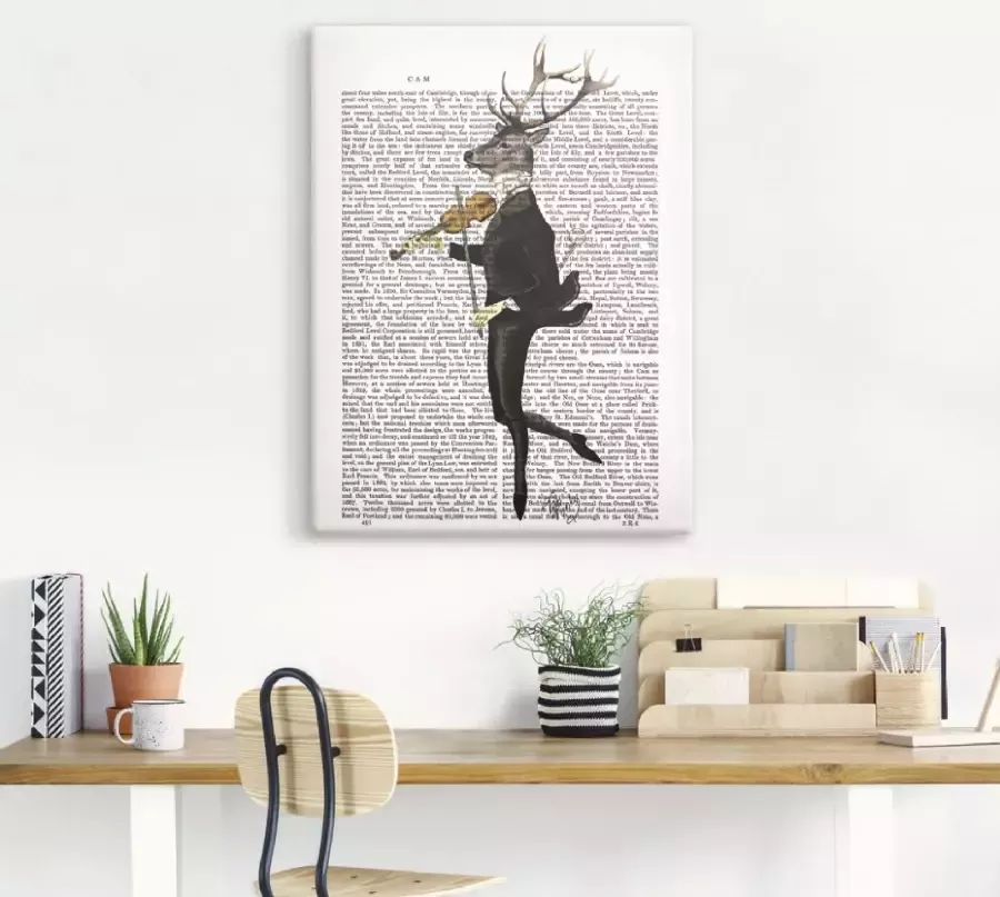 Artland Artprint Dansend hert met viool als artprint op linnen poster muursticker in verschillende maten - Foto 2