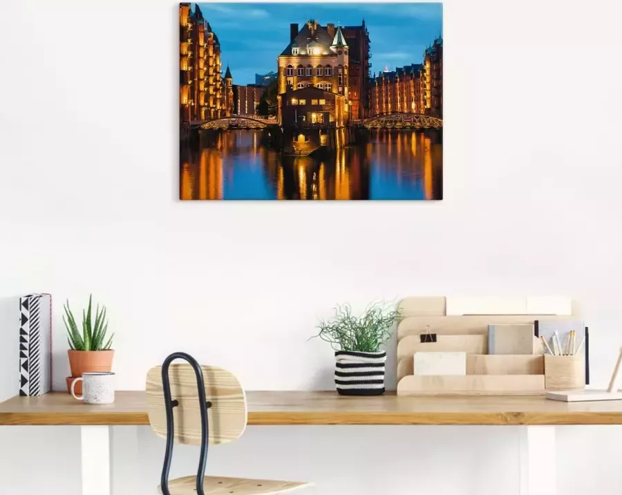 Artland Artprint Deel van de oude Speicherstadt in Hamburg als artprint op linnen poster muursticker in verschillende maten - Foto 2