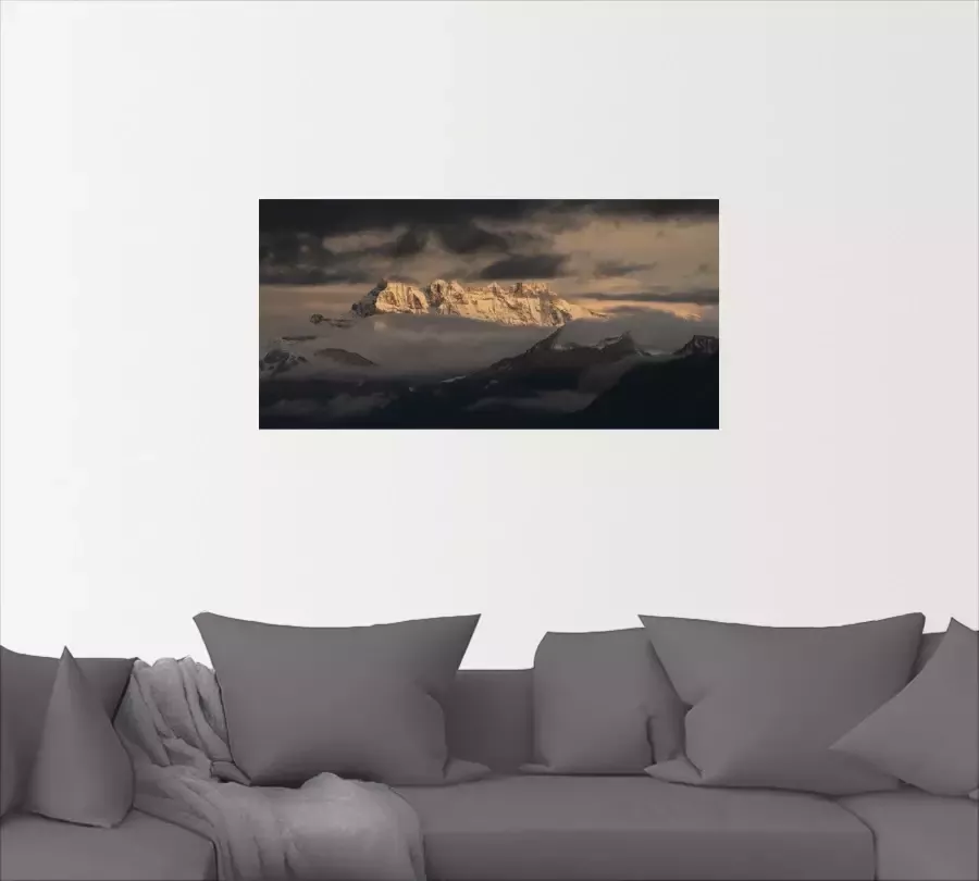 Artland Artprint Dents du midi Zwitserse bergen als artprint op linnen poster in verschillende formaten maten - Foto 4