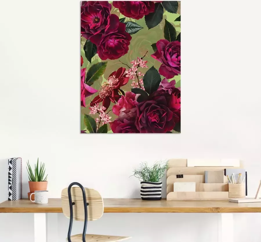 Artland Artprint Donkere rozen op groen als artprint van aluminium artprint voor buiten artprint op linnen poster muursticker - Foto 4