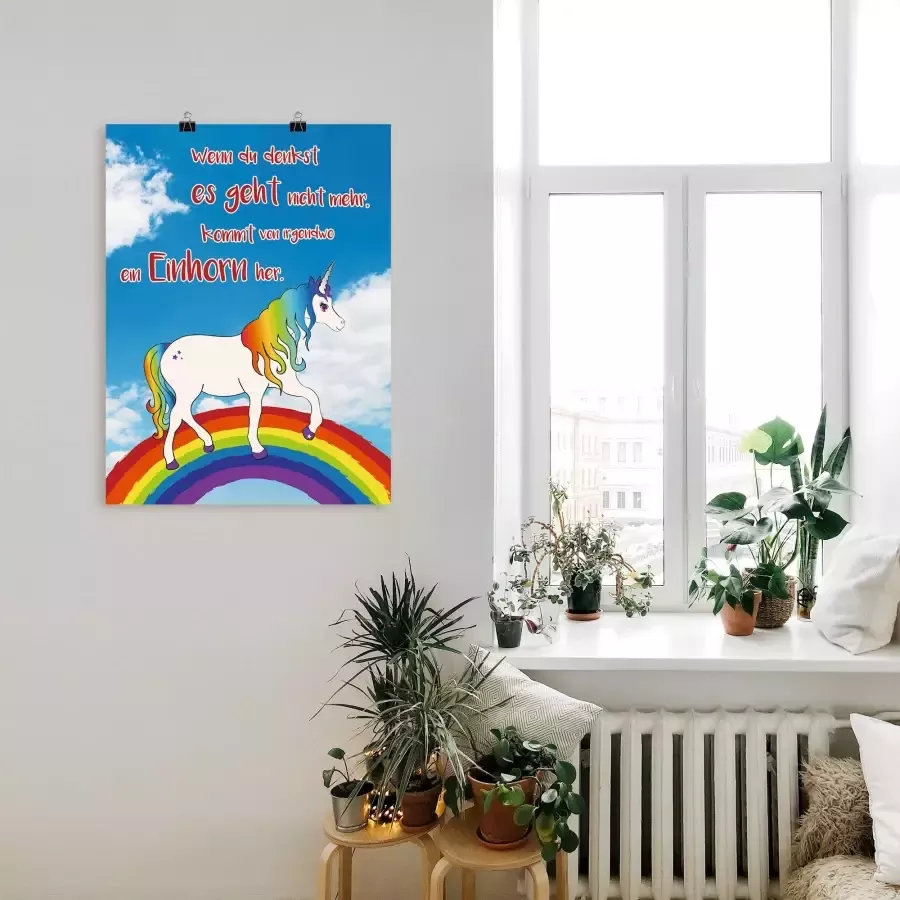 Artland Artprint Eenhoorn met regenboog als poster in verschillende formaten maten