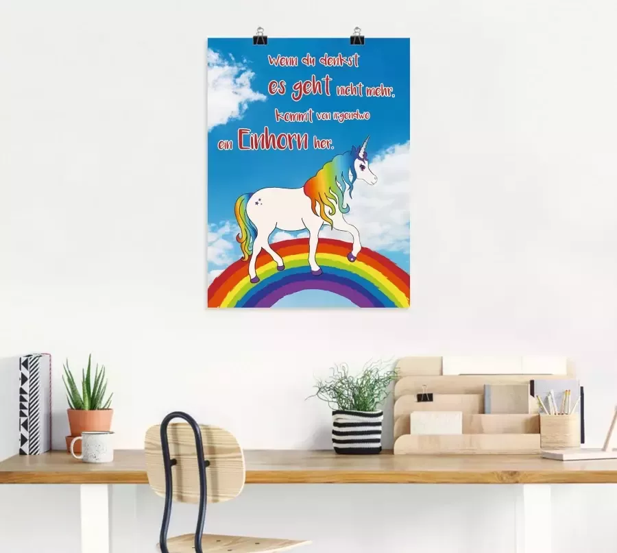 Artland Artprint Eenhoorn met regenboog als poster in verschillende formaten maten - Foto 2