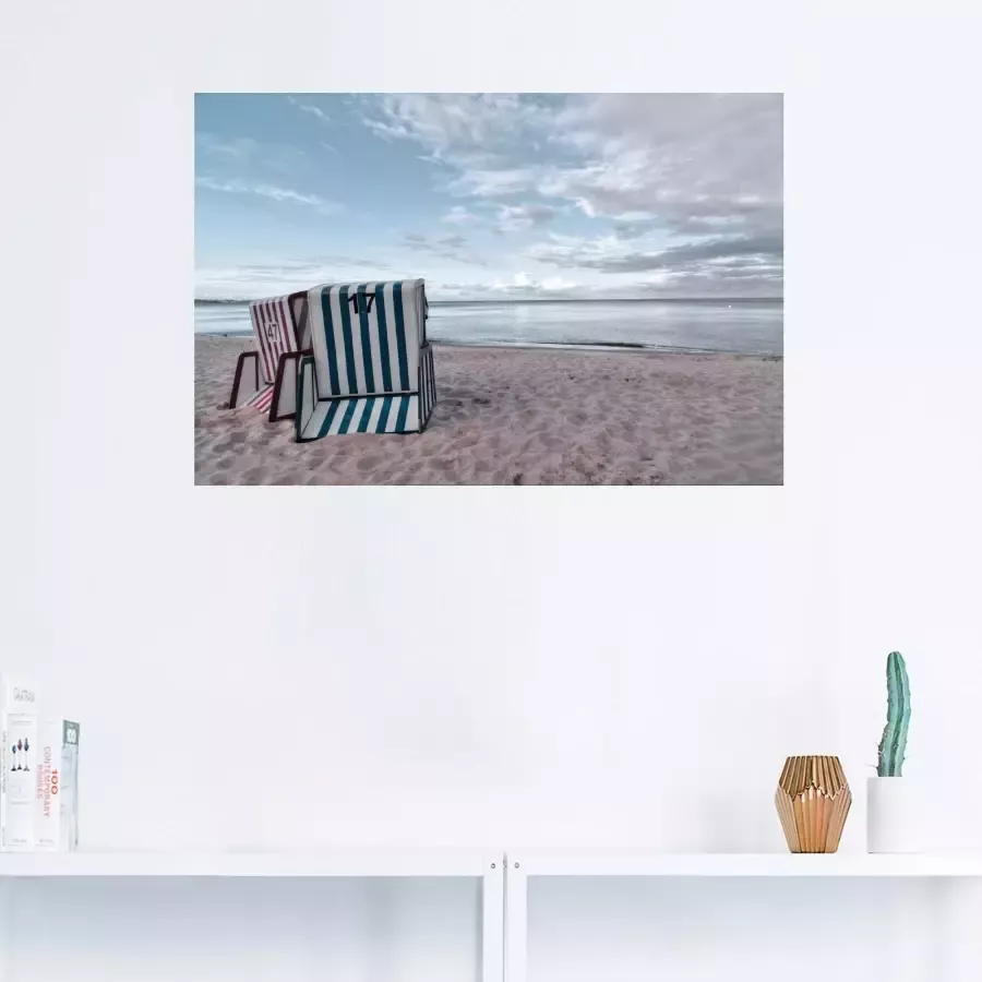 Artland Artprint Eenzame strandstoelen aan het Ostseestrand als artprint op linnen poster in verschillende formaten maten