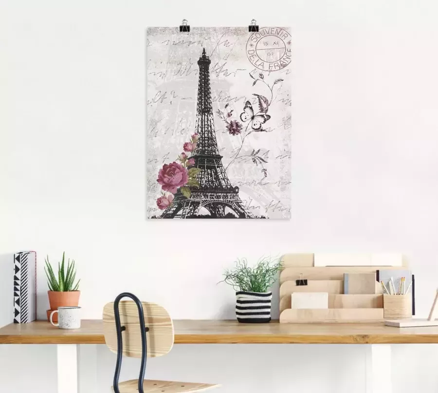 Artland Artprint Eiffeltoren grafiek als artprint van aluminium artprint voor buiten artprint op linnen poster muursticker - Foto 2