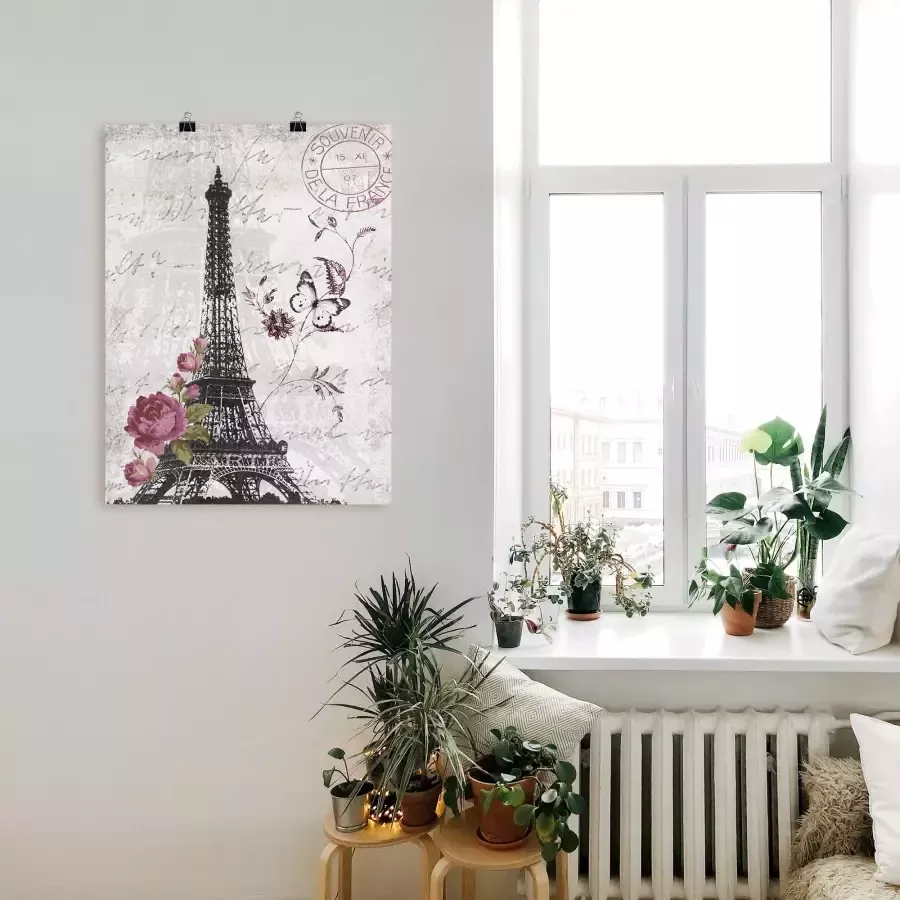 Artland Artprint Eiffeltoren grafiek als artprint van aluminium artprint voor buiten artprint op linnen poster muursticker