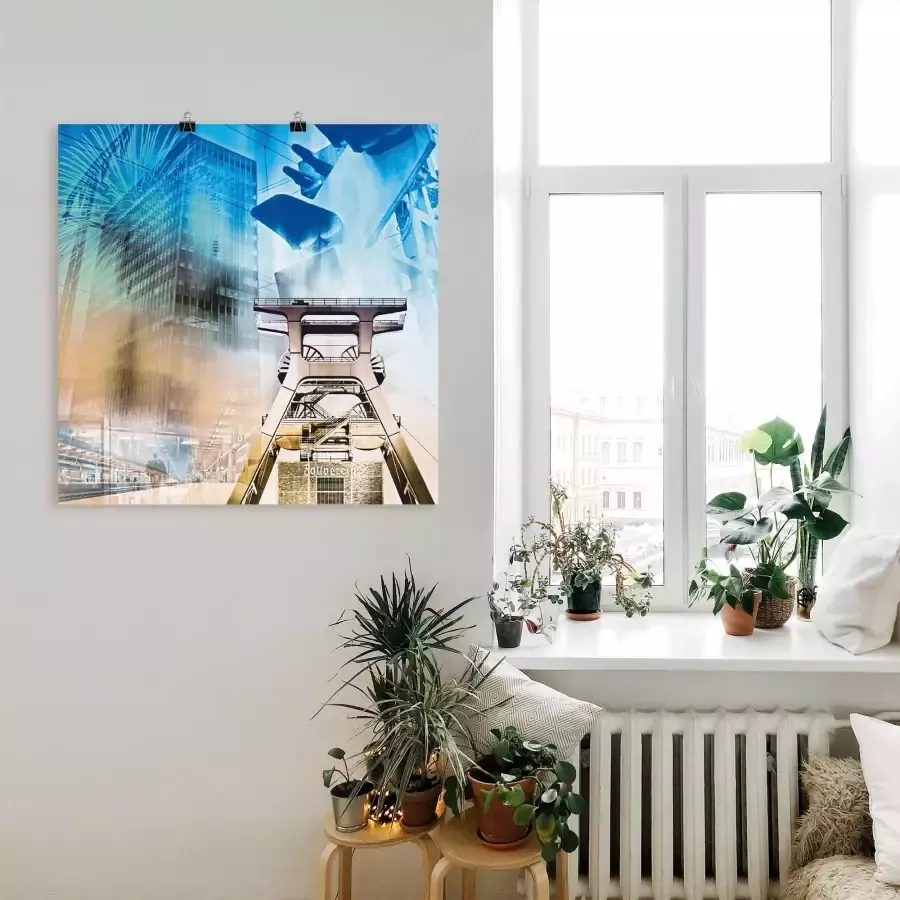 Artland Artprint Essen skyline abstracte collage als artprint op linnen poster muursticker in verschillende maten