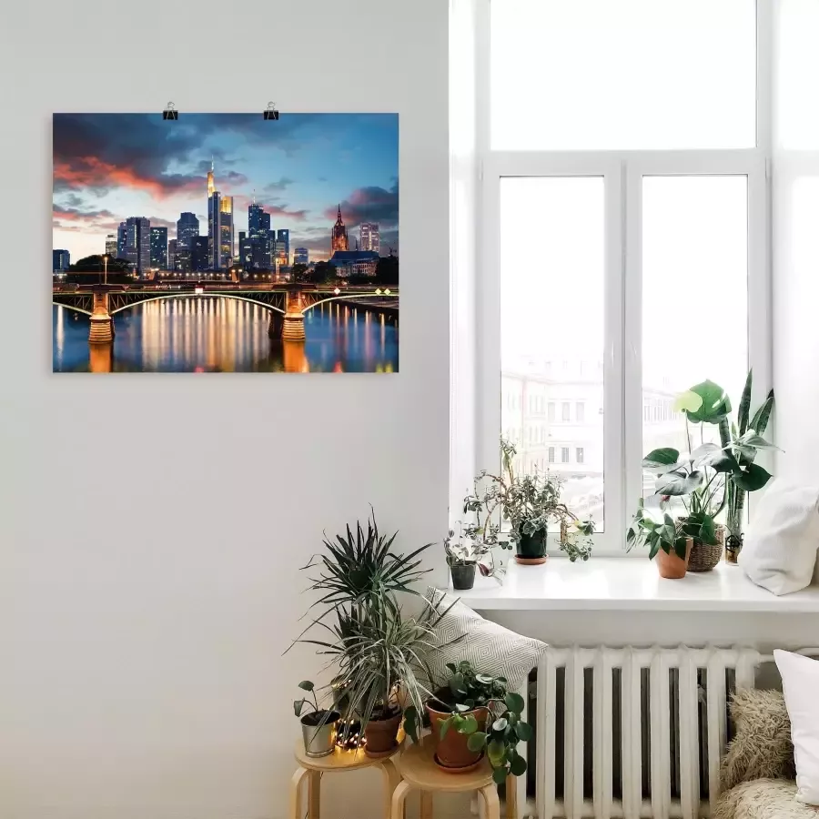 Artland Artprint Frankfurt am Main Skyline II als artprint van aluminium artprint voor buiten artprint op linnen poster in verschillende maten. maten