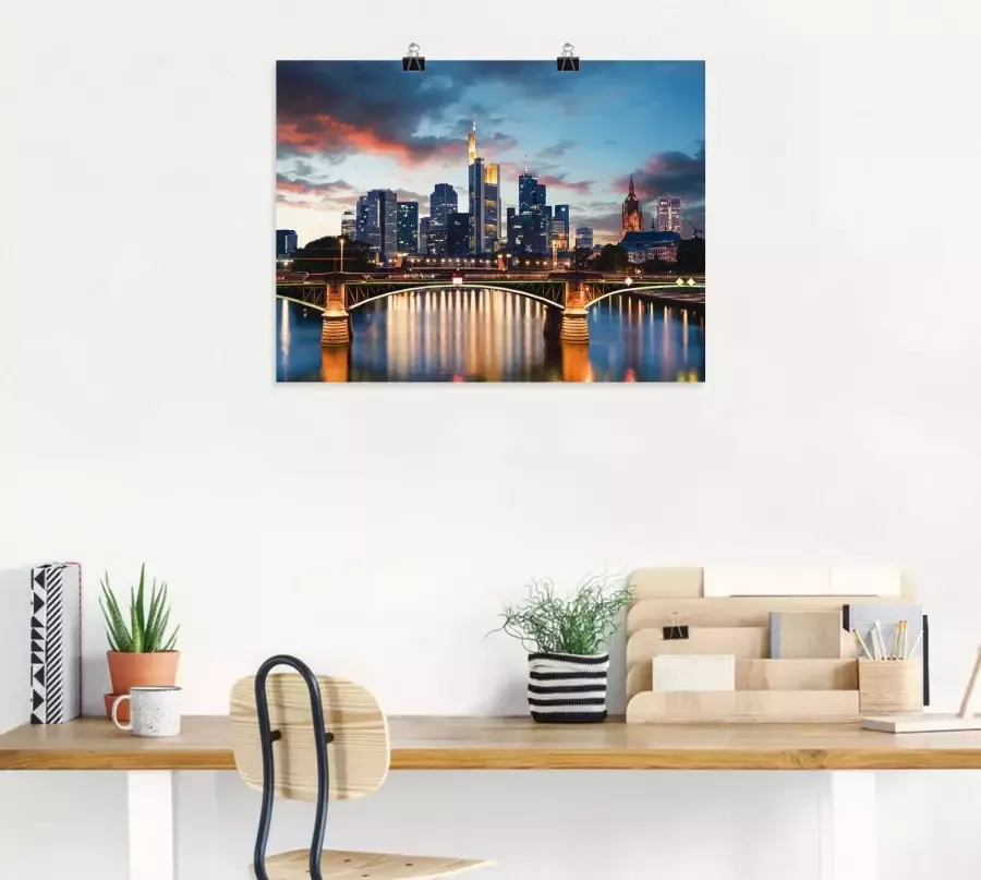 Artland Artprint Frankfurt am Main Skyline II als artprint van aluminium artprint voor buiten artprint op linnen poster in verschillende maten. maten - Foto 3