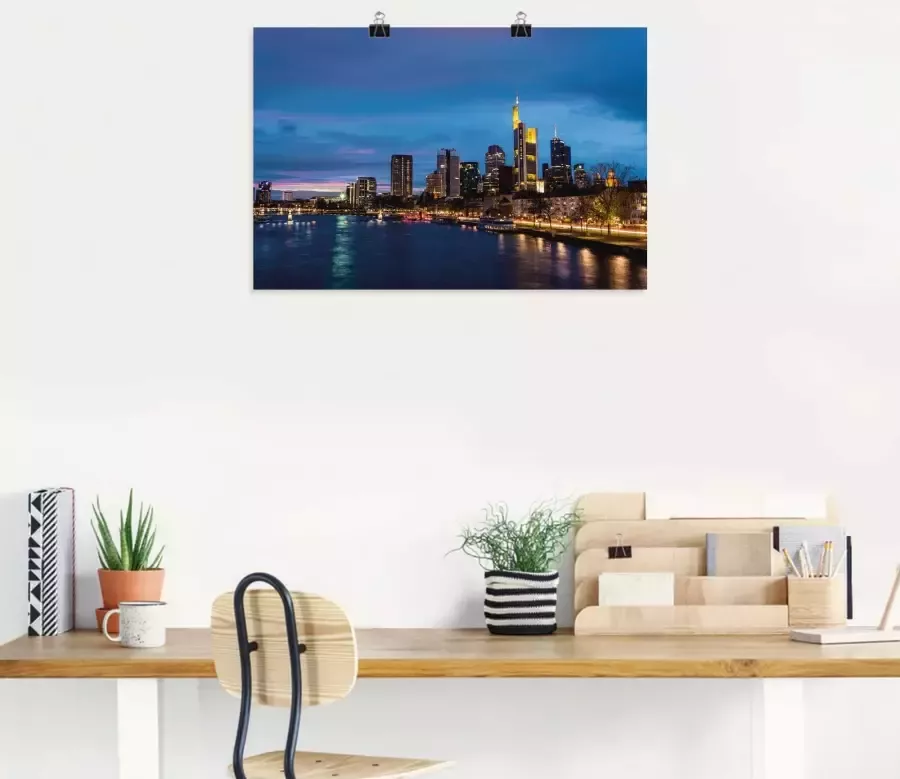 Artland Aluminium dibond print Frankfurt skyline geschikt voor binnen en buiten buitenafbeelding - Foto 7