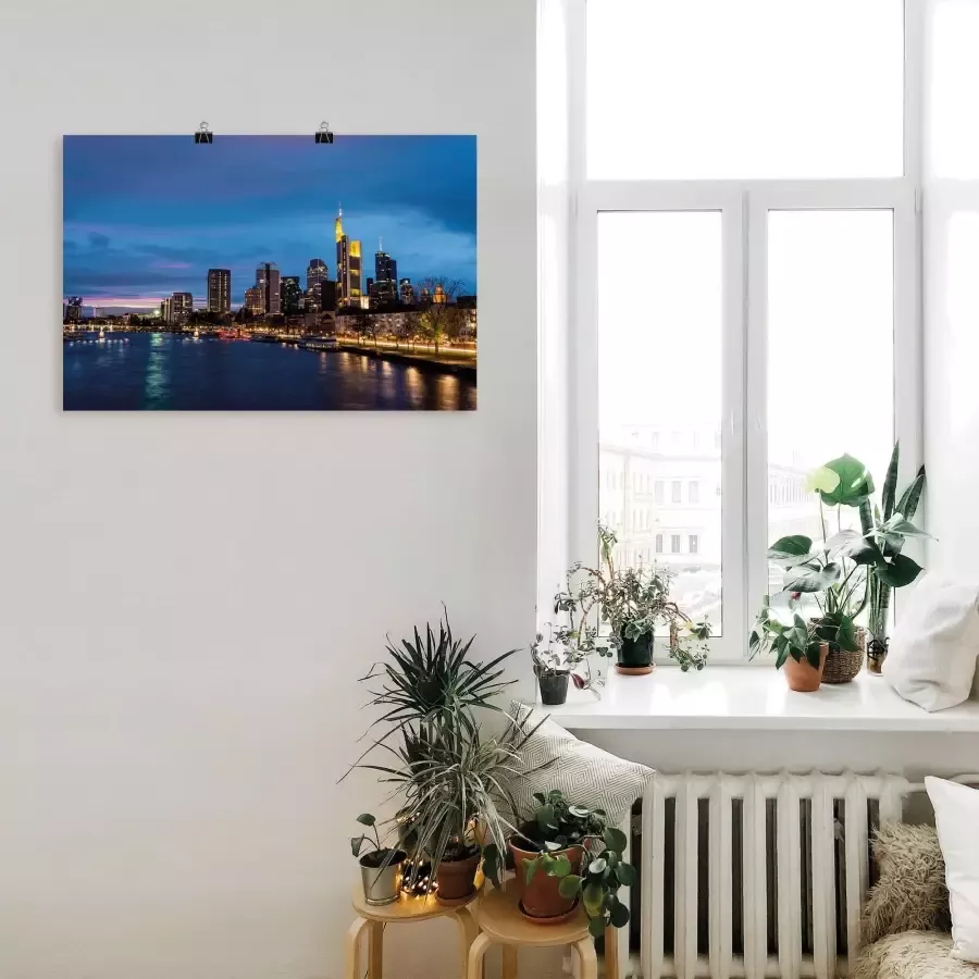 Artland Aluminium dibond print Frankfurt skyline geschikt voor binnen en buiten buitenafbeelding - Foto 1
