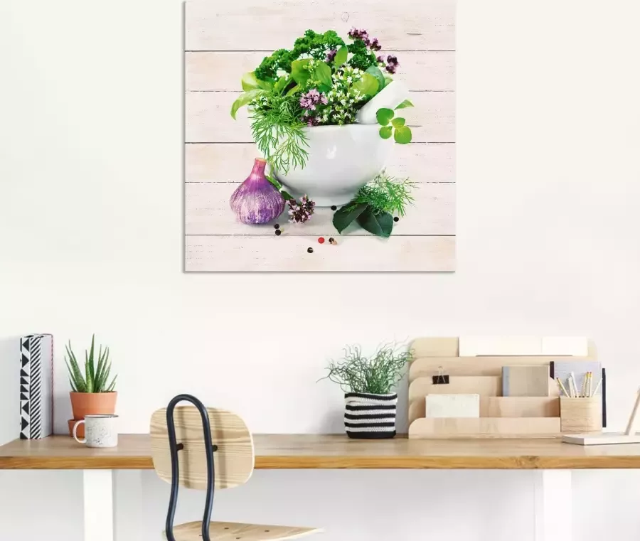 Artland Artprint op linnen Geneeskrachtige kruiden op witte achtergrond keuken - Foto 5