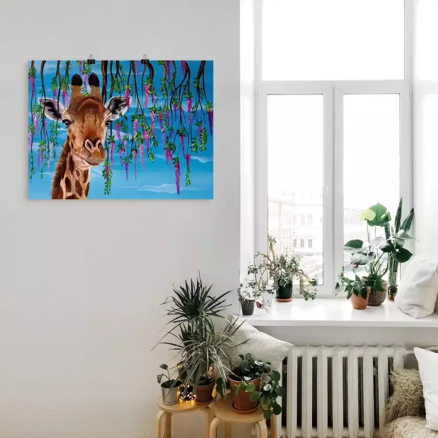 Artland Artprint op linnen Giraffen portret gespannen op een spieraam