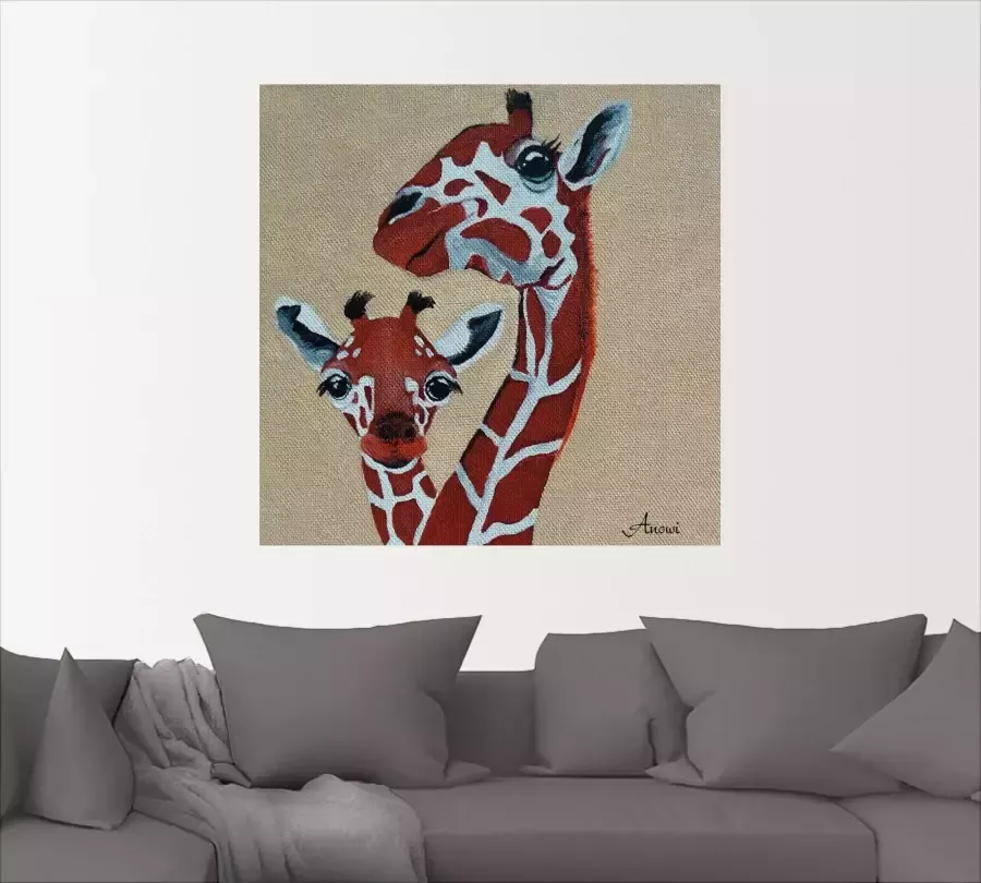 Artland Artprint op linnen Giraffen gespannen op een spieraam - Foto 2