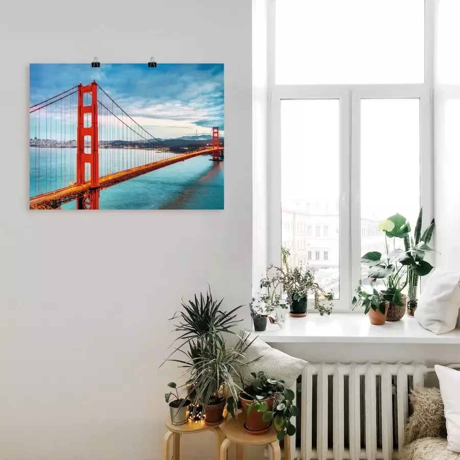 Artland Artprint Golden Gate Bridge als artprint van aluminium artprint voor buiten artprint op linnen poster muursticker