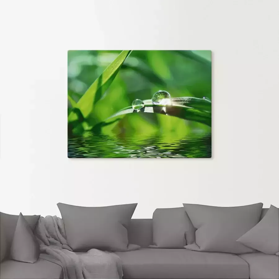 Artland Artprint Groene achtergrond met gras als artprint op linnen poster muursticker in verschillende maten