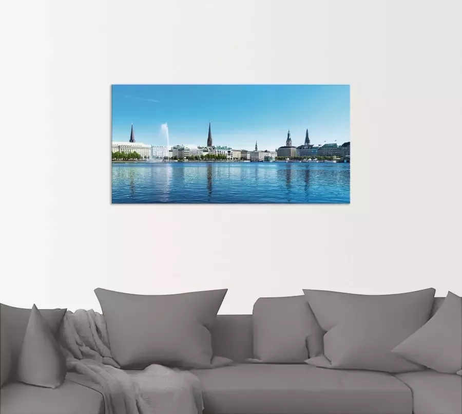 Artland Artprint Hamburg Alsterpanorama als artprint op linnen poster in verschillende formaten maten - Foto 2