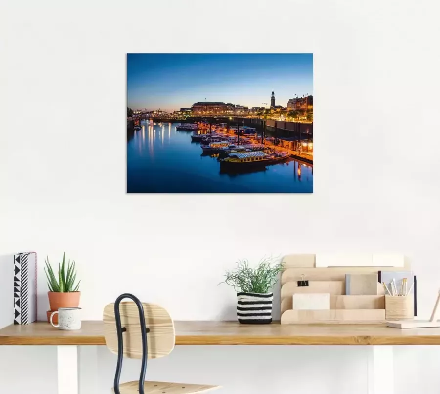 Artland Artprint Hamburg Havenpanorama met Michel als artprint van aluminium artprint voor buiten artprint op linnen poster in verschillende maten. maten - Foto 3