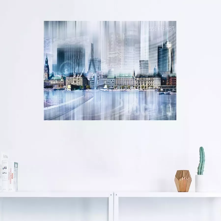 Artland Poster Hamburg Skyline collage I als artprint op linnen muursticker of poster in verschillende maten