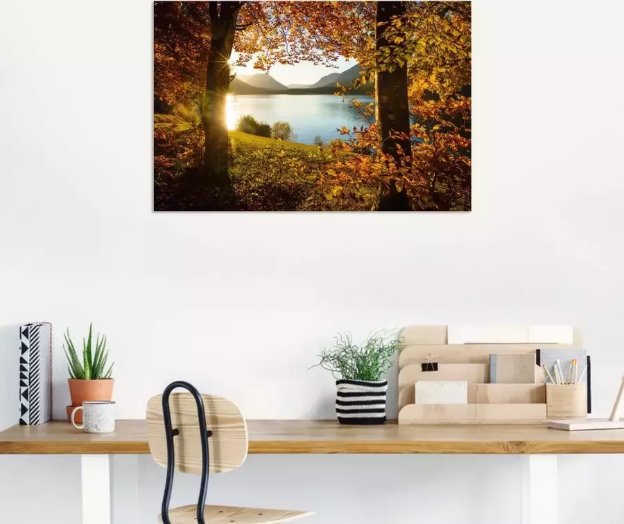 Artland Artprint Herfst aan de Sylvensteinsee als artprint van aluminium artprint voor buiten artprint op linnen poster in verschillende maten. maten - Foto 4