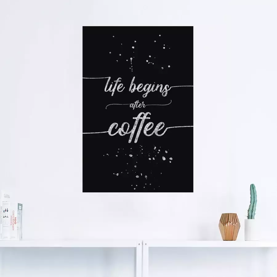 Artland Artprint Het leven begint na de koffie als artprint van aluminium artprint op linnen muursticker verschillende maten