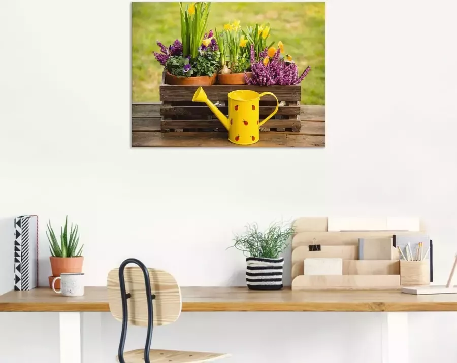 Artland Artprint Houten kistje heide narcis gieter als artprint van aluminium artprint voor buiten artprint op linnen in verschillende maten - Foto 3