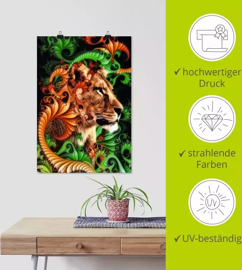 Artland Poster In de jungle als artprint van aluminium artprint op linnen muursticker of poster in verschillende maten - Foto 2