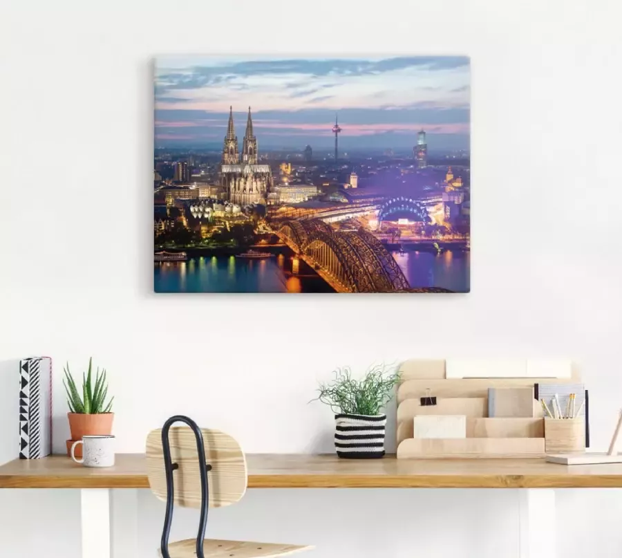 Artland Artprint op linnen Keulen panorama in de avond - Foto 4