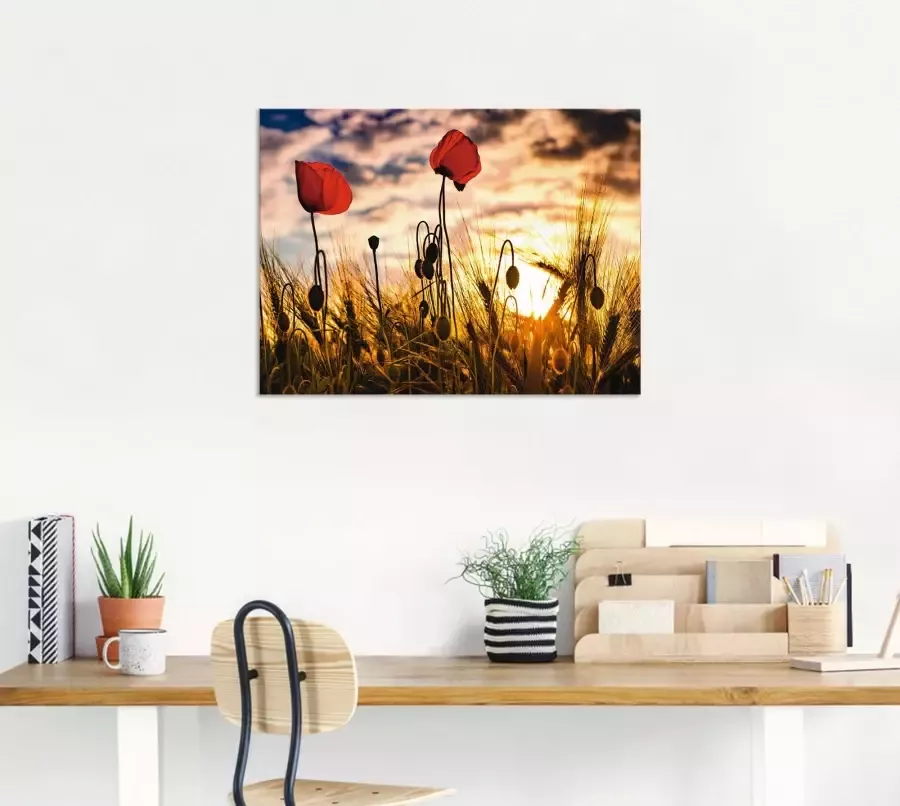 Artland Artprint Klaprozen bij zonsondergang als artprint van aluminium artprint voor buiten artprint op linnen poster muursticker - Foto 3