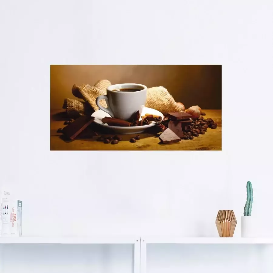 Artland Artprint Koffiekopje pijpje kaneel noten chocolade als artprint op linnen poster muursticker in verschillende maten - Foto 1