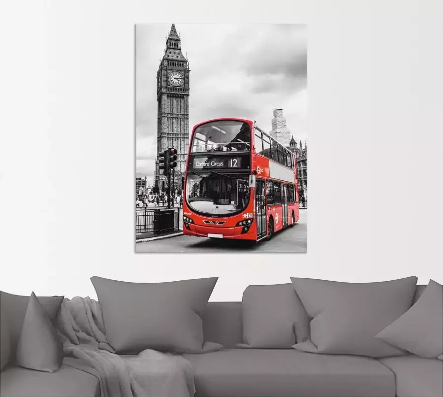 Artland Artprint Londen Bus en Big Ben als artprint op linnen poster in verschillende formaten maten - Foto 1