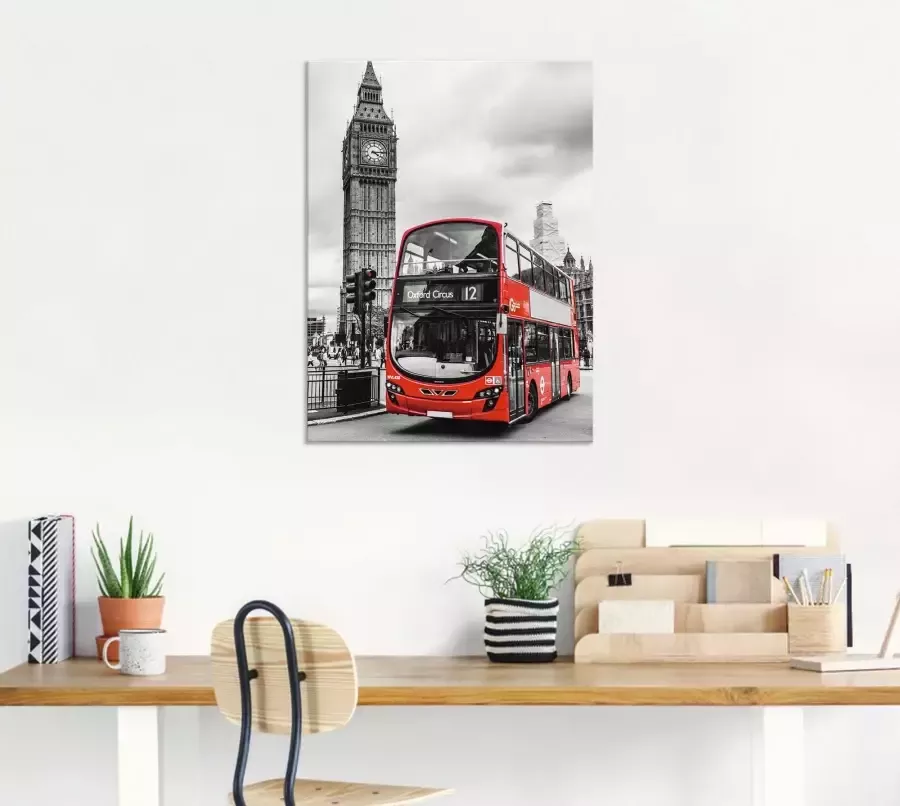 Artland Artprint Londen Bus en Big Ben als artprint op linnen poster in verschillende formaten maten - Foto 2
