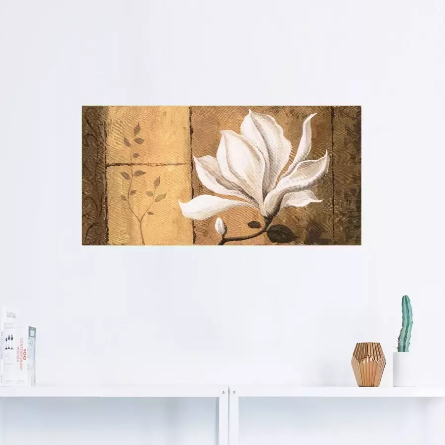 Artland Artprint Magnolia aan goud bruin als artprint op linnen poster in verschillende formaten maten