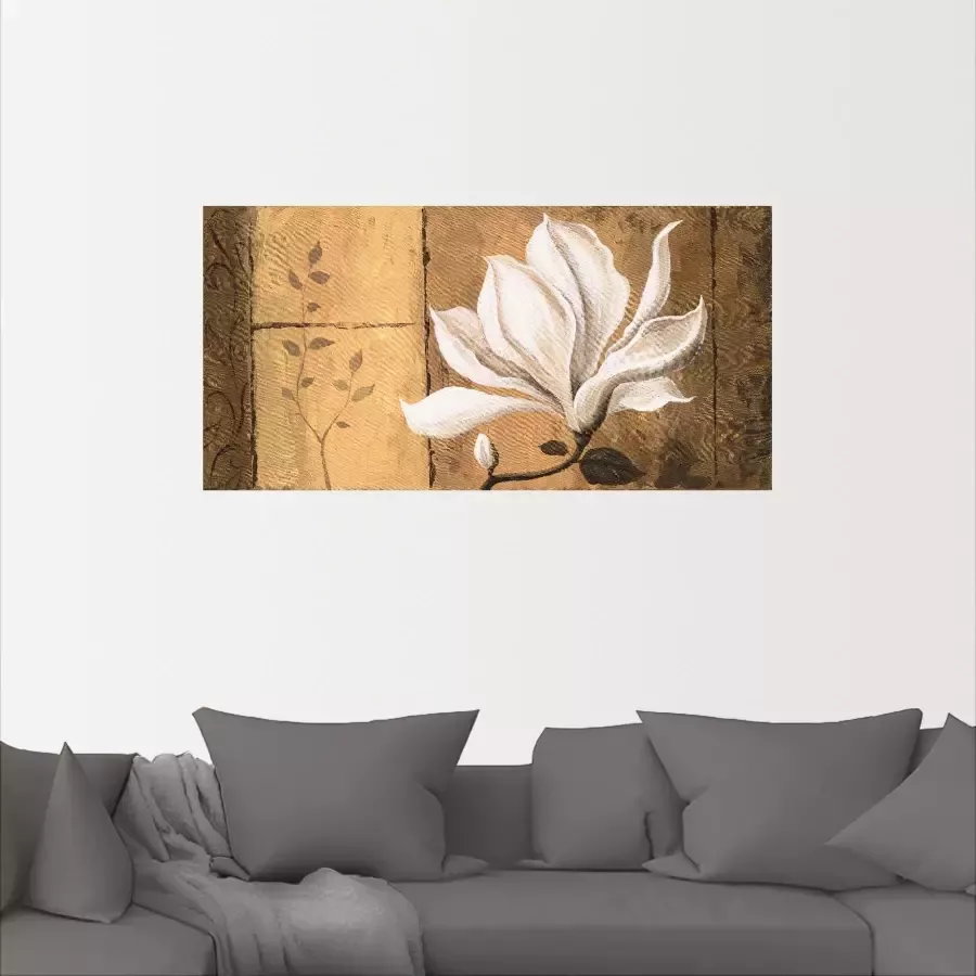 Artland Artprint Magnolia aan goud bruin als artprint op linnen poster in verschillende formaten maten - Foto 2