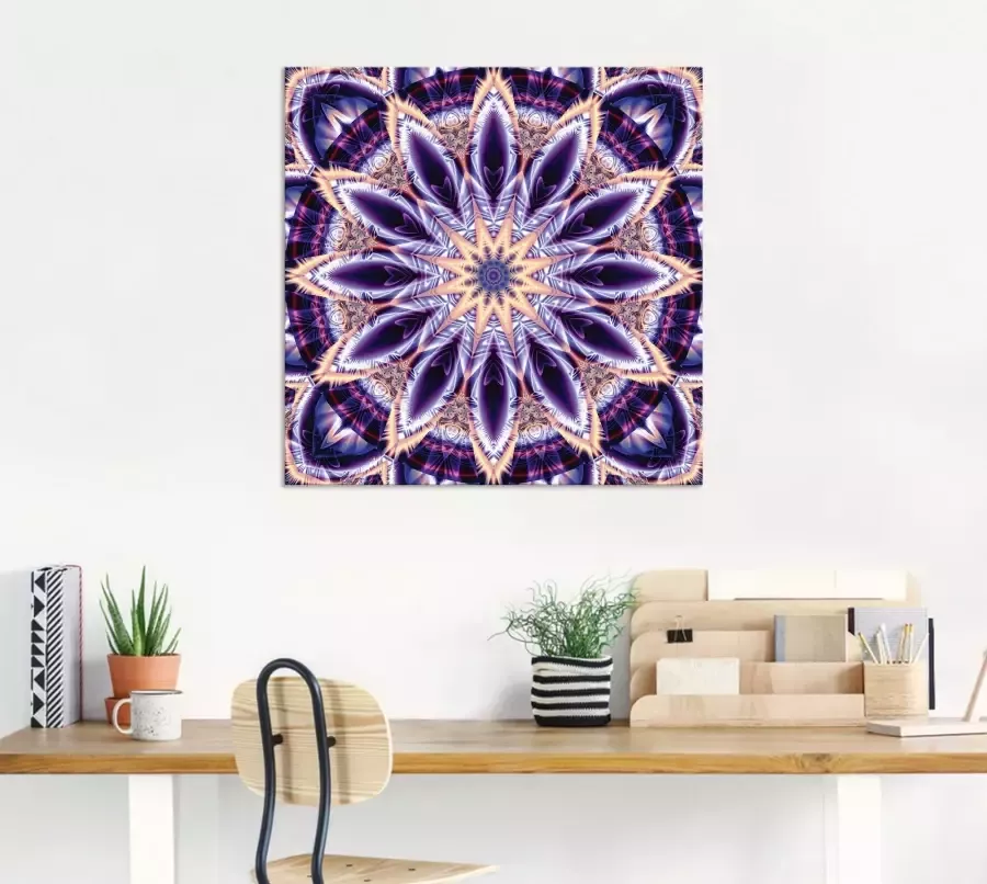 Artland Artprint Mandala ster paars als artprint op linnen muursticker in verschillende maten - Foto 1