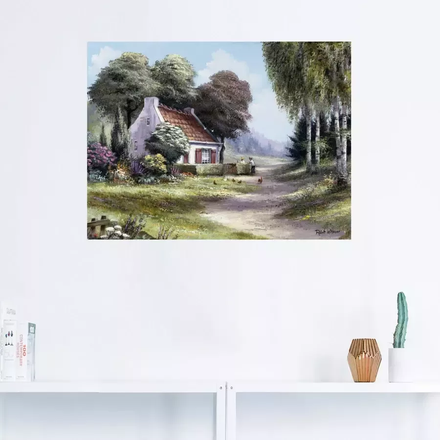 Artland Artprint op linnen Mannen die de heg knippen